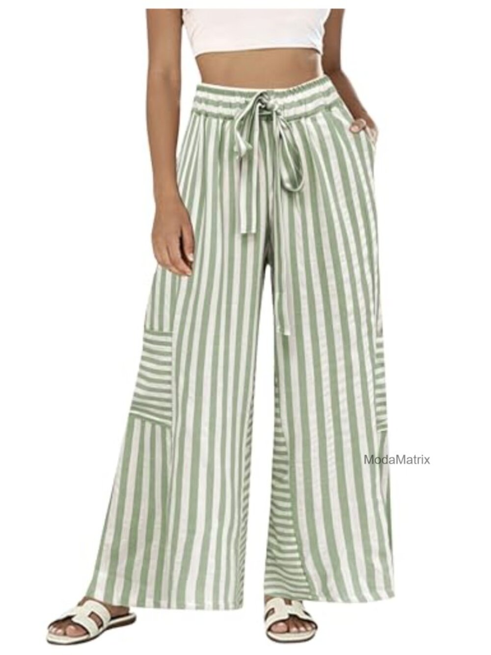 Bankeng Womens Wide Leg Palazzo Lounge Pants Striped Drawstring Elastic Waist